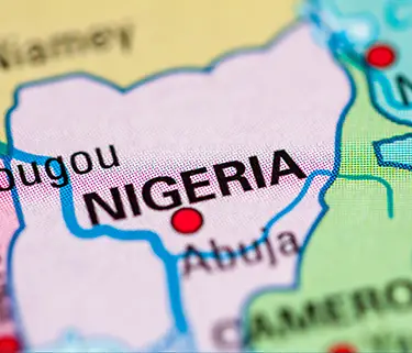 photo of Nigeria map on world map