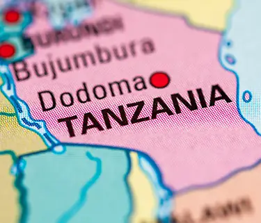 photo of Tanzania map on world map